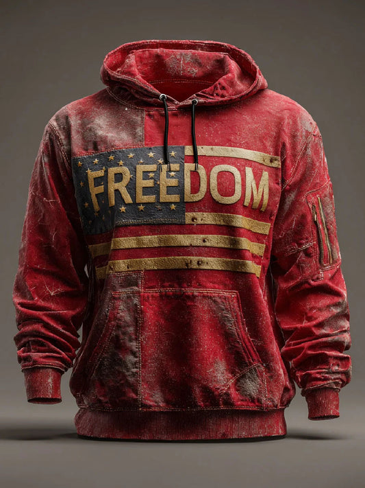 Men's Freedom Printed Casual Hoodie