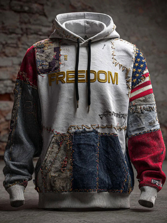 Men's Freedom Printed Casual Hoodie