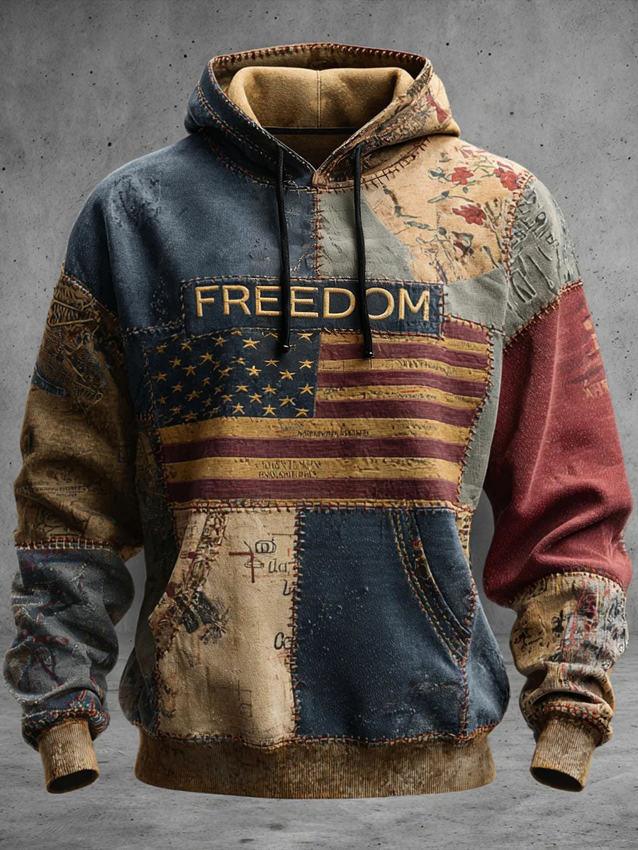 Men's Freedom Printed Casual Hoodie