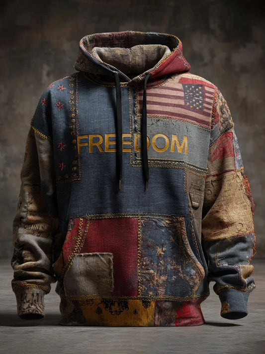 Men's Freedom Printed Casual Hoodie