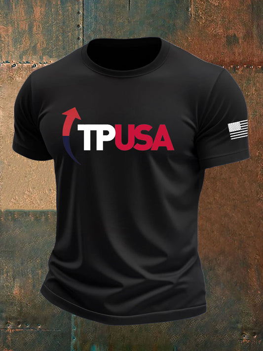 Men's Charlie Kirk Turning Point imitation cotton short-sleeved T-shirt