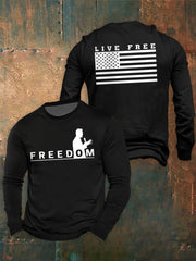 Men's Freedom Live Free Print long sleeve round neck T-shirt