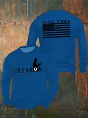 Men's Freedom Live Free Print long sleeve round neck T-shirt
