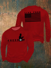Men's Freedom Live Free Print long sleeve round neck T-shirt