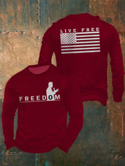 Men's Freedom Live Free Print long sleeve round neck T-shirt