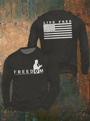 Men's Freedom Live Free Print long sleeve round neck T-shirt