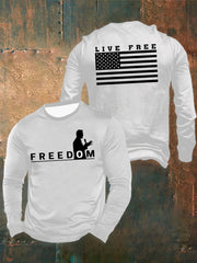 Men's Freedom Live Free Print long sleeve round neck T-shirt