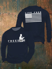 Men's Freedom Live Free Print long sleeve round neck T-shirt