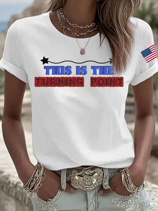 Women's Charlie Kirk Turning Point Iron On Short Sleeve T-Shirt