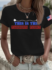 Women's Charlie Kirk Turning Point Iron On Short Sleeve T-Shirt