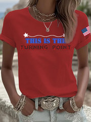 Women's Charlie Kirk Turning Point Iron On Short Sleeve T-Shirt