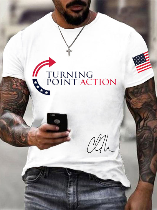 Men's Charlie Kirk Turning Point USA Trump Commemorative T-Shirt