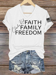 Women's Charlie Kirk Printed V-neck T-shirt