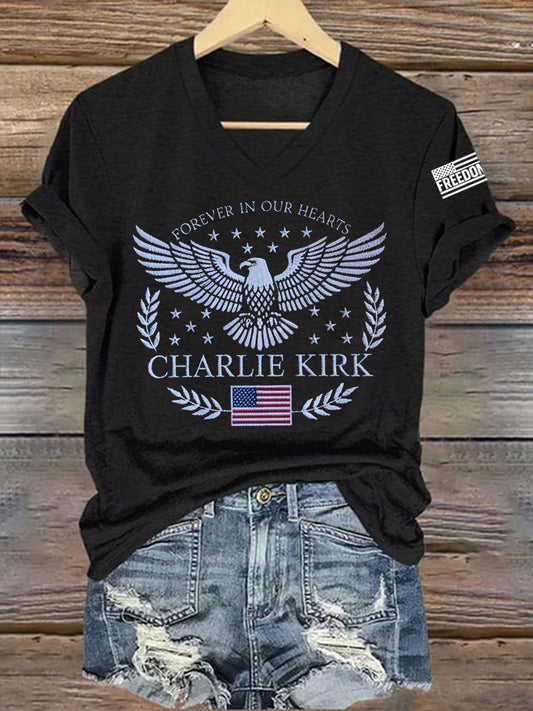 Women's Forever In Our Heart R.I.P Charlie Kirk Tee