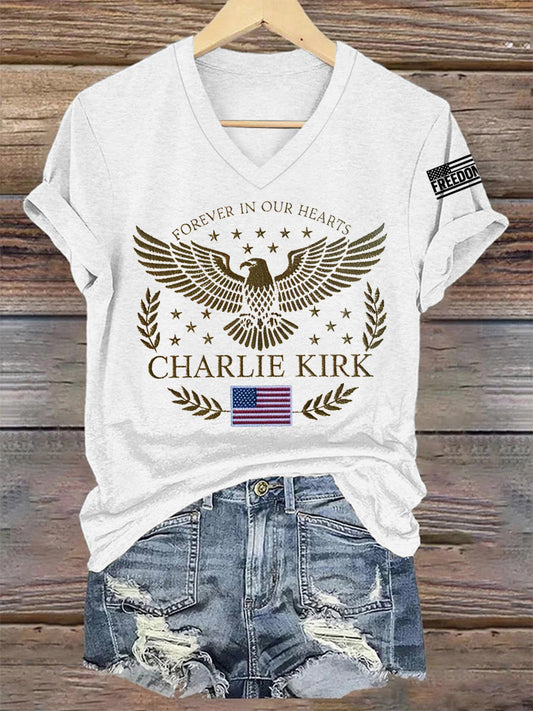 Women's Forever In Our Heart R.I.P Charlie Kirk Tee