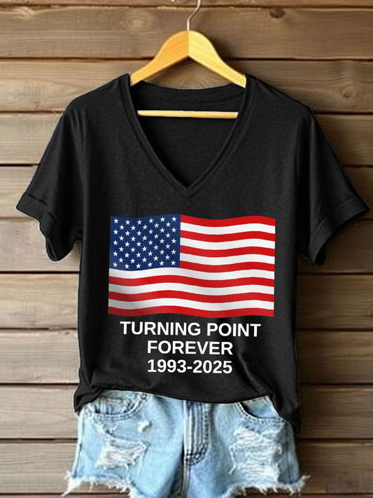 Women's Turning Point Forever Print V-Neck T-Shirt