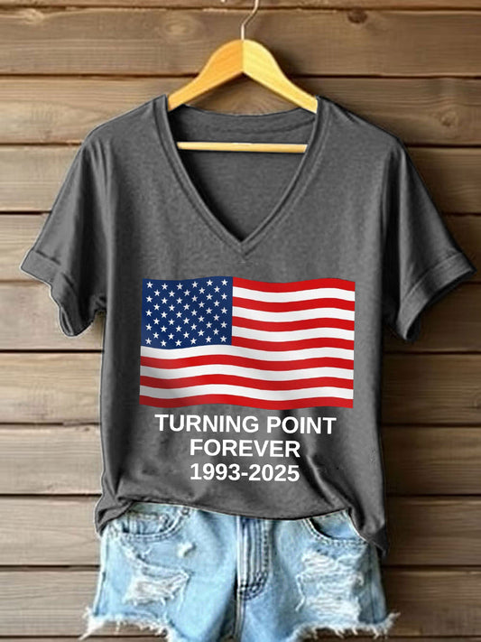 Women's Turning Point Forever Print V-Neck T-Shirt