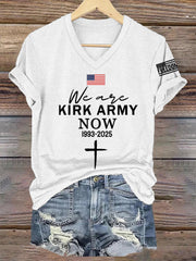 Women's We Are Kirk Army Now! R.I.P Charlie Kirk V-Neck Tee