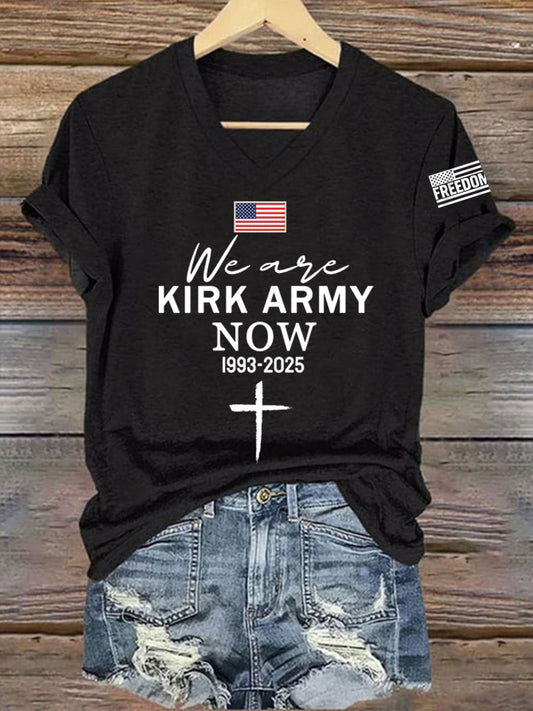 Women's We Are Kirk Army Now! R.I.P Charlie Kirk V-Neck Tee