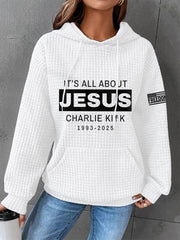 Women's It's All About Jesus R.I.P Charlie Kirk Waffle Hoodie