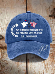 Unisex May Charlie be accepted into the compassionate arms of our loving Savior Jesus" Charlie Kirk signed commemorative Hat