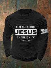 Men's It's All About Jesus R.I.P Charlie Kirk Waffle Top