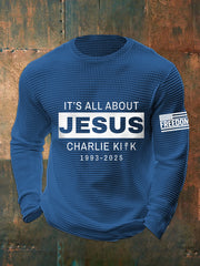 Men's It's All About Jesus R.I.P Charlie Kirk Waffle Top