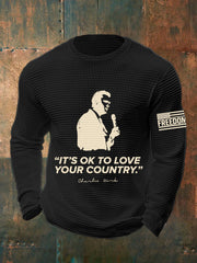 Men's It's Ok To Love Your Country R.I.P Charlie Kirk Waffle Long Sleeve Top