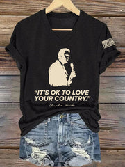 Women's It's Ok To Love Your Country R.I.P Charlie Kirk V-Neck Tee