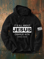 Men's It's All About Jesus R.I.P Charlie Kirk Waffle Hoodie