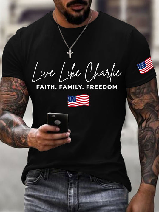 Men's Live like Charlie Print T-Shirt