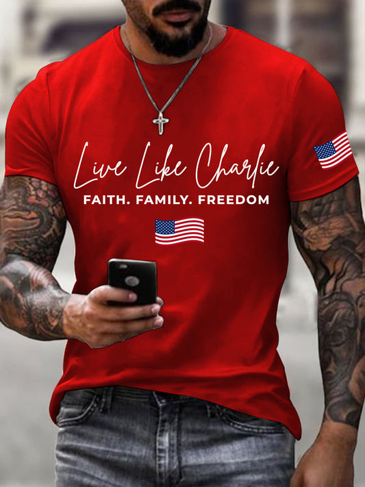 Men's Live like Charlie Print T-Shirt