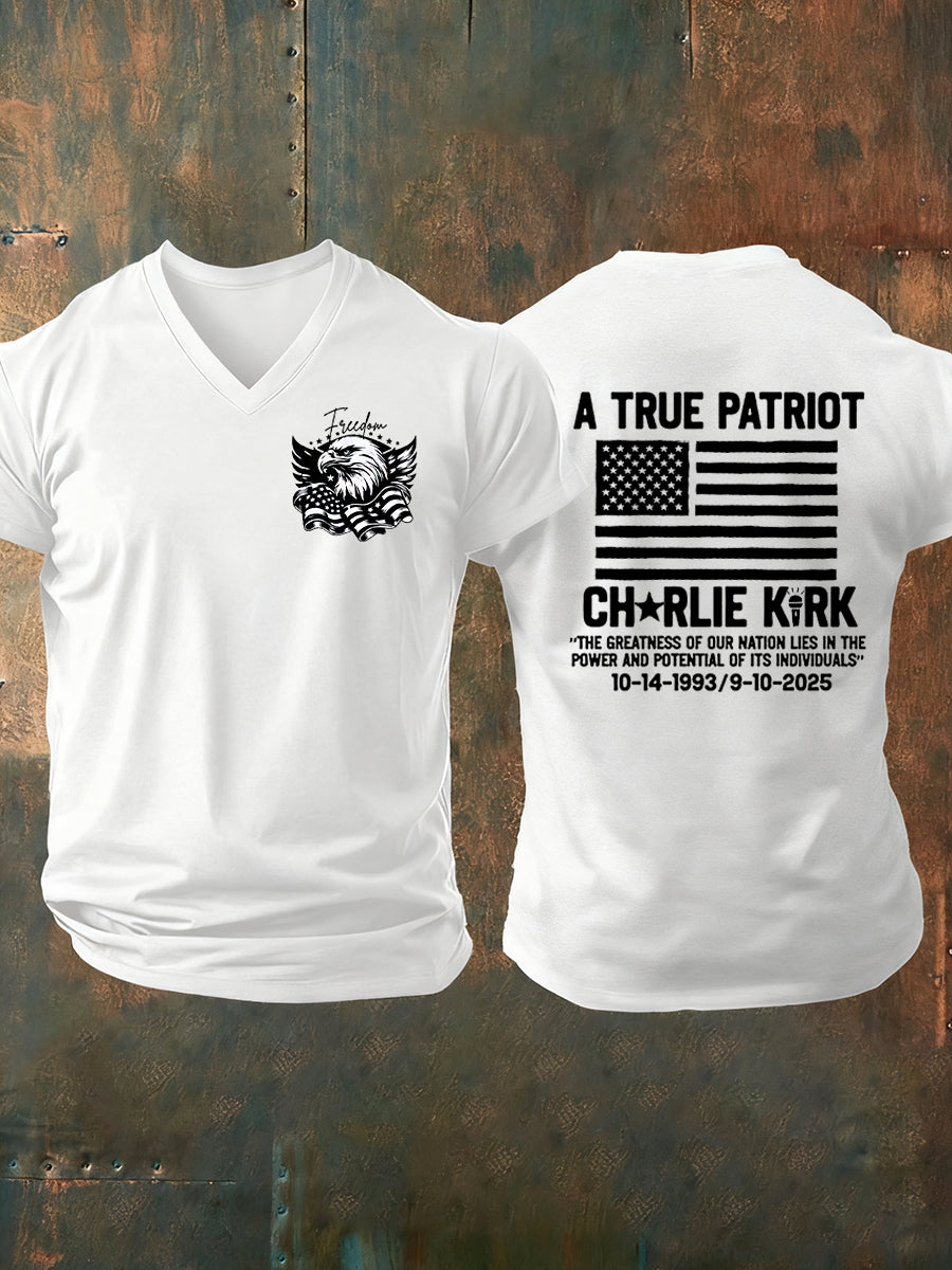 Men's Freedom Is Not Free R.I.P Charlie Kirk Short Sleeve V-neck T-shirt