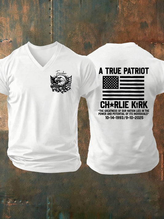 Men's Freedom Is Not Free R.I.P Charlie Kirk Short Sleeve V-neck T-shirt