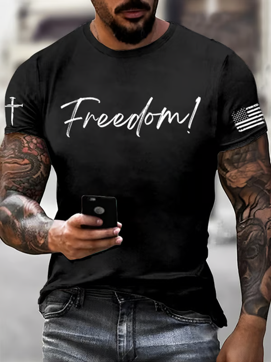 Men's Charlie Kirk Freedom imitation cotton short-sleeved T-shirt