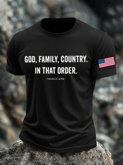 Men's God Family Country In That Order Printed T-shirt