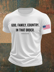 Men's God Family Country In That Order Printed T-shirt