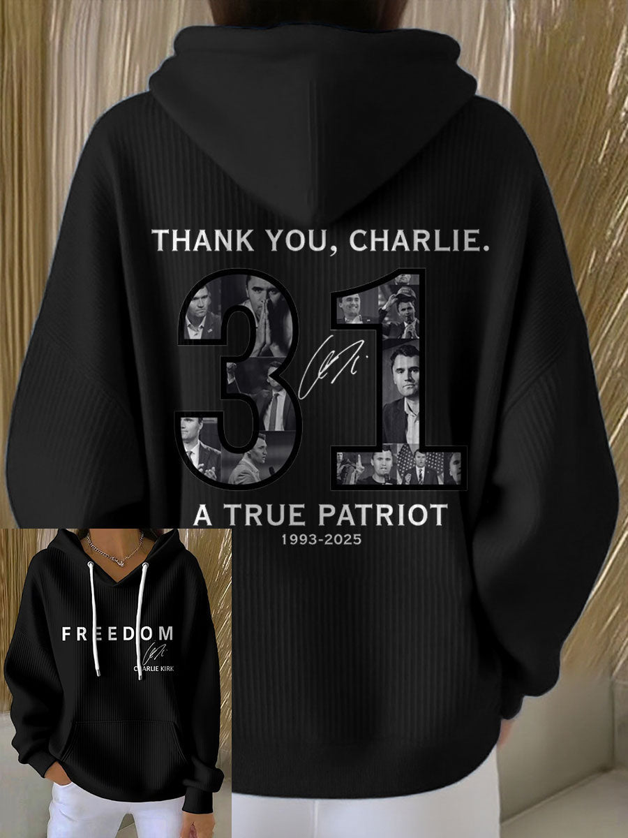 Women's Thank You Charlie 31 True Patriot Printed Hoodie
