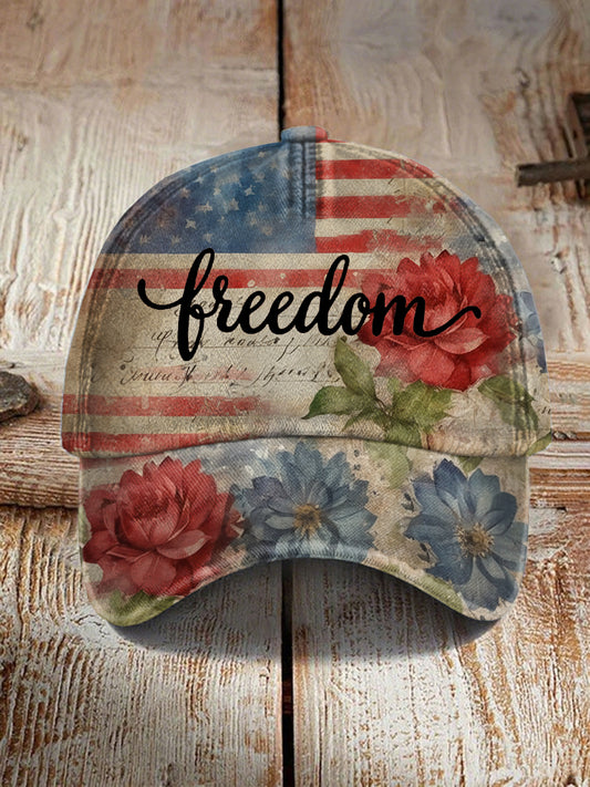 Unisex Freedom Flag Flowers Print Hat