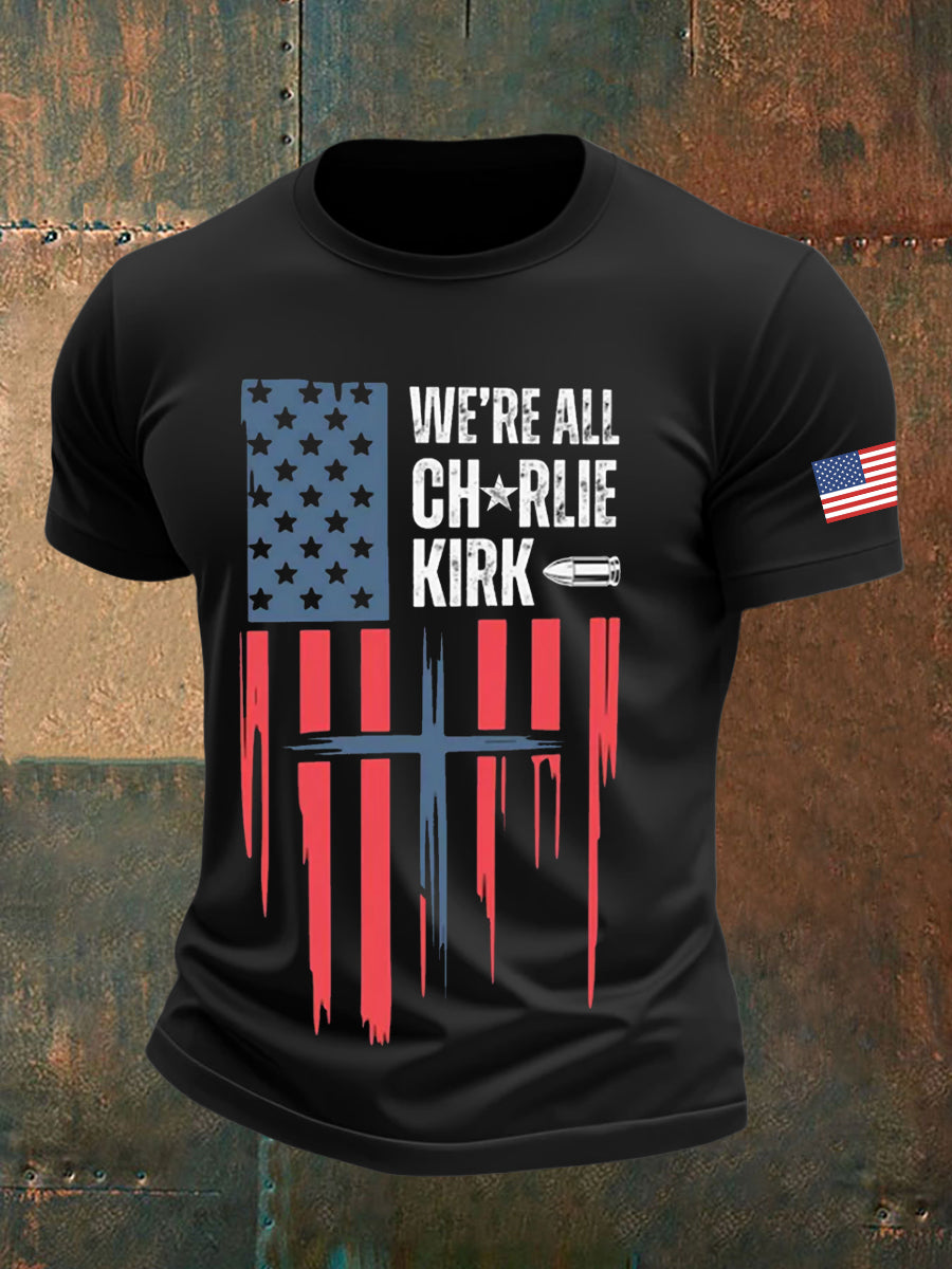 Men's We All Charlie Kirk Printed T-shirt