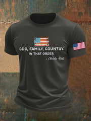 Men's God Family Country In That Order Printed T-shirt