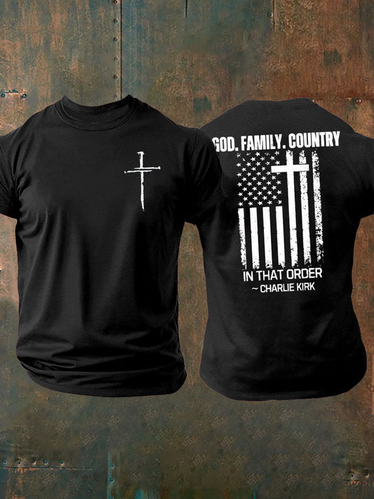 Men's Freedom Printed imitation cotton short-sleeved T-shirt