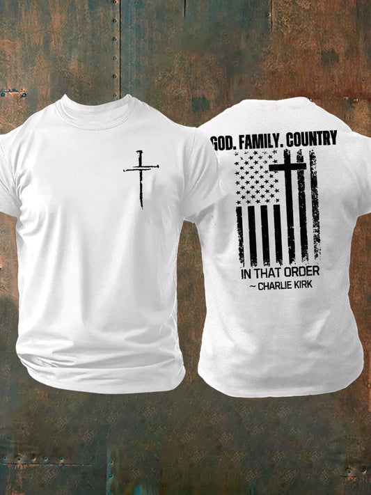 Men's Freedom Printed imitation cotton short-sleeved T-shirt