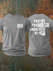 Men's God Family Country Pray For Charlie Kirk Printed T-shirt