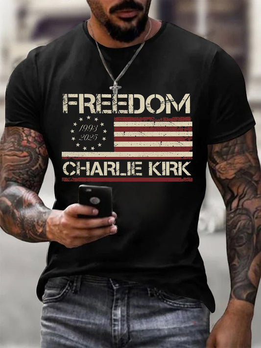 Men'sFreedom Charlie Kirk Short-sleeved T-shirt