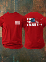 Men's God Family Country Pray For Charlie Kirk Printed T-shirt