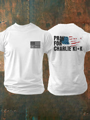 Men's God Family Country Pray For Charlie Kirk Printed T-shirt