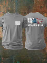 Men's God Family Country Pray For Charlie Kirk Printed T-shirt