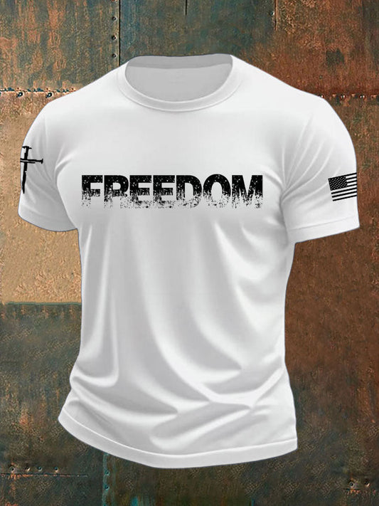 Men's Freedom Printed imitation cotton short-sleeved T-shirt
