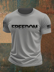 Men's Freedom Printed imitation cotton short-sleeved T-shirt